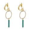 Boucles d'Oreilles Clip Doré Cercle et Perle Rectangulaire Brillante - vue V3