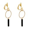 Boucles d'Oreilles Clip Doré Cercle et Perle Rectangulaire Brillante - vue V3