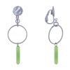 Boucles d'Oreilles Clip Argenté Cercle et Perle Rectangulaire Brillante - vue V1