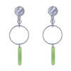 Boucles d'Oreilles Clip Argenté Cercle et Perle Rectangulaire Brillante - vue V2
