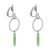 Boucles d'Oreilles Clip Argenté Cercle et Perle Rectangulaire Brillante - vue V3