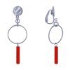 Boucles d'Oreilles Clip Argenté Cercle et Perle Rectangulaire Brillante - vue V1