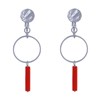 Boucles d'Oreilles Clip Argenté Cercle et Perle Rectangulaire Brillante - vue V2