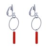 Boucles d'Oreilles Clip Argenté Cercle et Perle Rectangulaire Brillante - vue V3