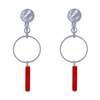 Boucles d'Oreilles Clip Argenté Cercle et Perle Rectangulaire Brillante - vue V2