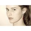 Boucles d'Oreilles Clip Argenté Cercle et Perle Rectangulaire Brillante - vue V4