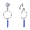 Boucles d'Oreilles Clip Argenté Cercle et Perle Rectangulaire Brillante - vue V1