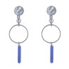 Boucles d'Oreilles Clip Argenté Cercle et Perle Rectangulaire Brillante - vue V2