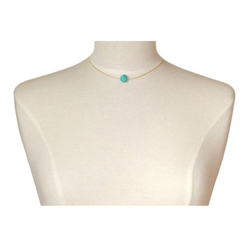 Gold-plated Necklace Solitaire Amazonite Pearl 13 mm