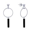 Boucles d'Oreilles Clous Argenté Cercle et Perle Rectangulaire Brillante - vue V1