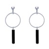 Boucles d'Oreilles Clous Argenté Cercle et Perle Rectangulaire Brillante - vue V2