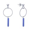 Boucles d'Oreilles Clous Argenté Cercle et Perle Rectangulaire Brillante - vue V1