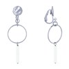 Boucles d'Oreilles Clip Argenté Cercle et Perle Rectangulaire Brillante - vue V1