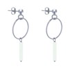 Boucles d'Oreilles Clip Argenté Cercle et Perle Rectangulaire Brillante - vue V3