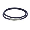 Bracelet Homme Double Tour Cuir Tréssé Rond pour Poignet 19cm - Bleu Nuit - vue V1