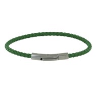 Bracelet Femme Cuir Tréssé Rond 18cm - Vert