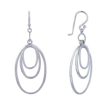 Crochet Earrings 925 Sterling Silver Three Oval Rings