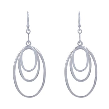 Crochet Earrings 925 Sterling Silver Three Oval Rings