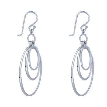 Crochet Earrings 925 Sterling Silver Three Oval Rings