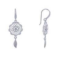 Boucles d'Oreilles Argent 925 Mandala et Plume