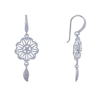 925 Silver Earrings Mandala and Feather