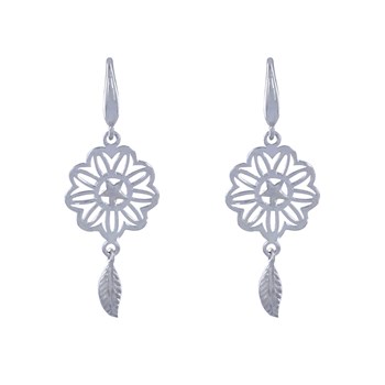 925 Silver Earrings Mandala and Feather
