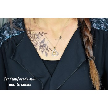 Pendant 2 hearts openwork zirconium oxide GOLD plated 750 3 microns 2 tones