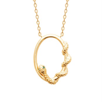 Groene strass slang ogen ketting 750 verguld 3 micron