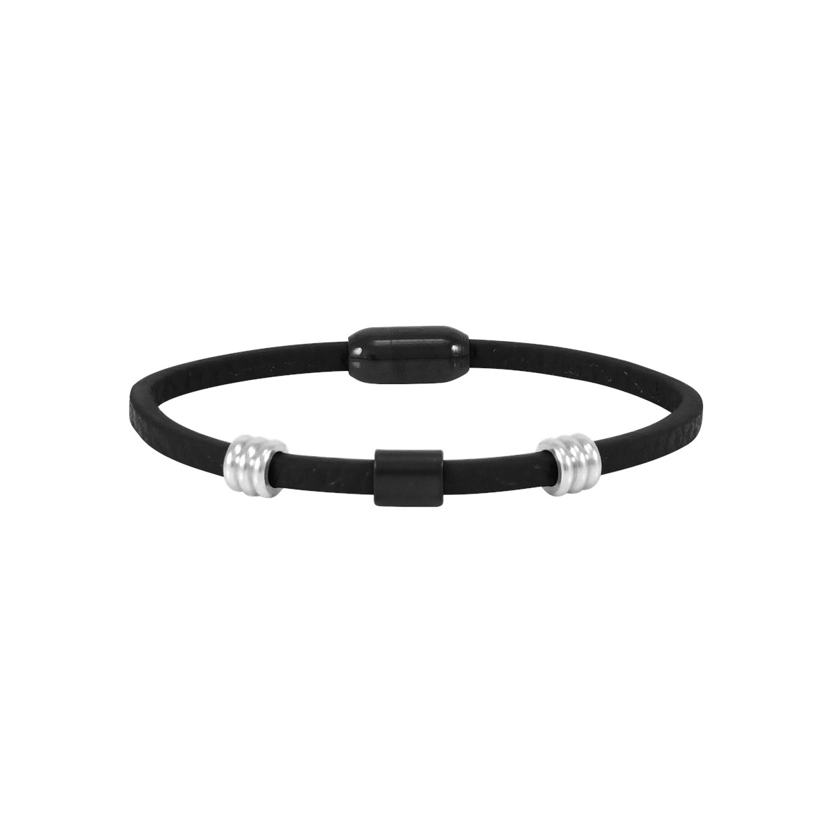 Bracelet pour homme en cuir noir