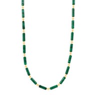 Collier en acier plaqué jaune avec pierres reconstituées malachite