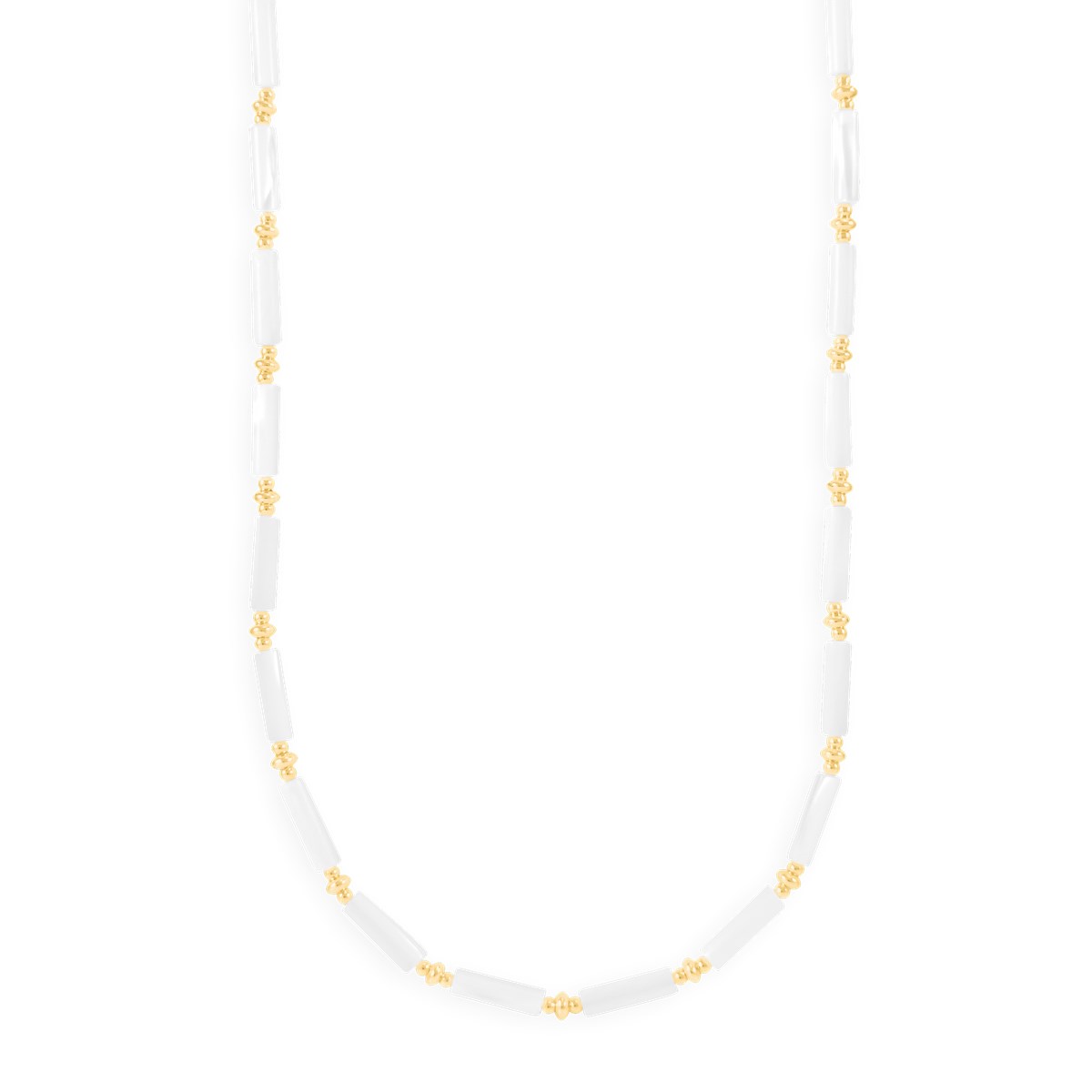 Collier en acier plaqué jaune avec pierres reconstituées sédiments de mer