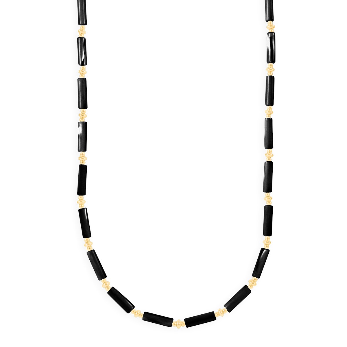 Collier en acier plaqué jaune avec pierres reconstituées agate