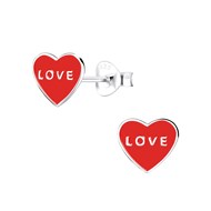 Boucles d'oreilles enfant coeur 'love' en argent 925