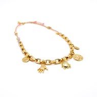 Collier bimatière cordon grigris - CARLA