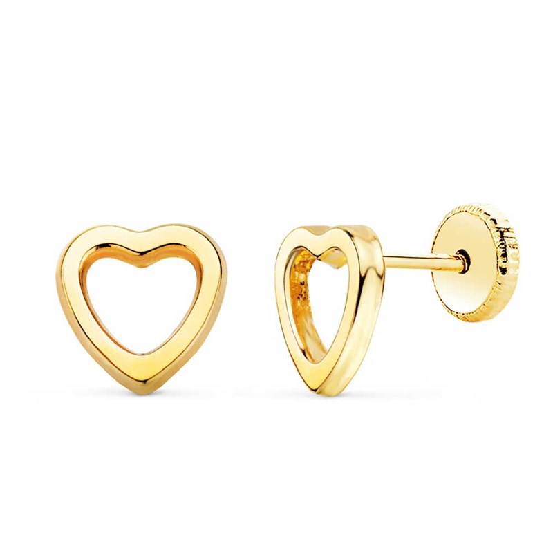 Boucles d'Oreilles Or 18 Carats 750/000 Jaune - Coeurs