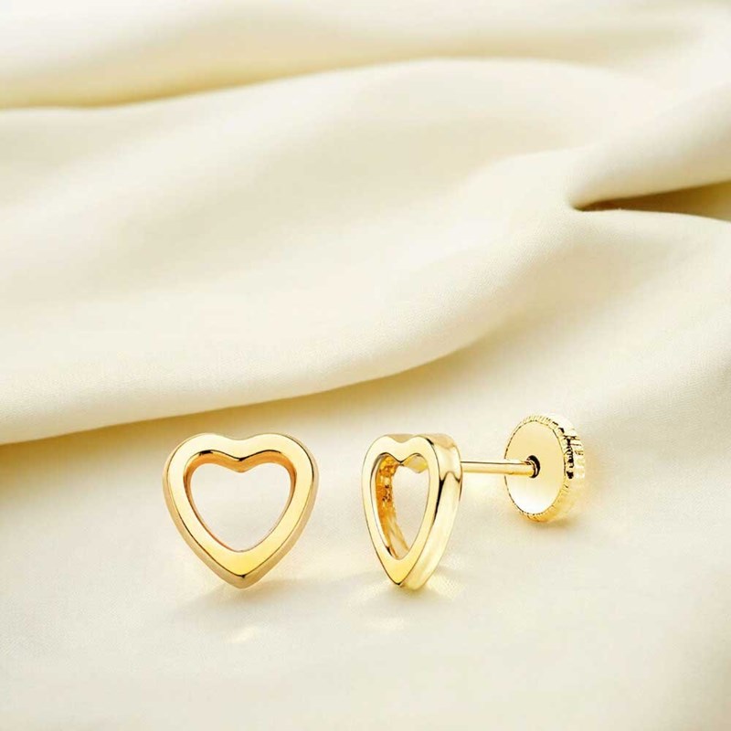 Boucles d'Oreilles Or 18 Carats 750/000 Jaune - Coeurs - vue 2