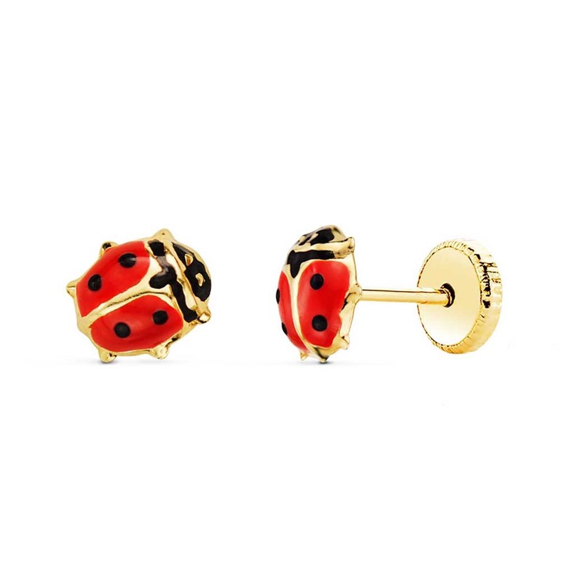 Boucles d'Oreilles Or 18 Carats 750/000 Jaune - Coccinelles