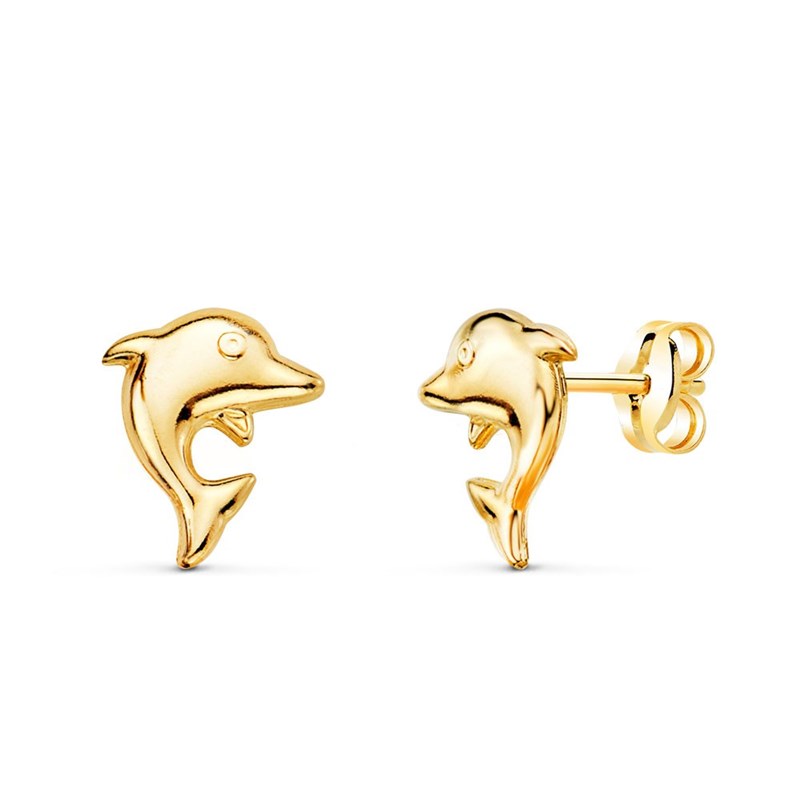 Boucles d'Oreilles Or 18 Carats 750/000 Jaune - Dauphins