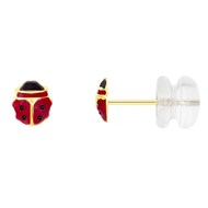 Boucles d'Oreilles Or 18 Carats 750/000 Jaune - Coccinelles - Enfant