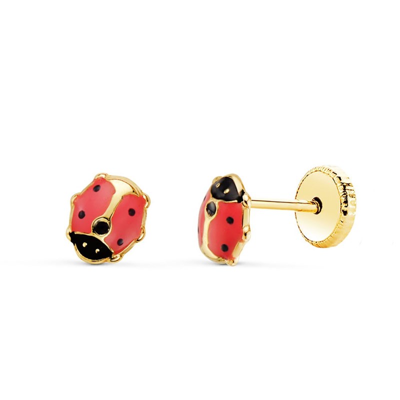 Boucles d'Oreilles Or 18 Carats 750/000 Jaune - Coccinelles