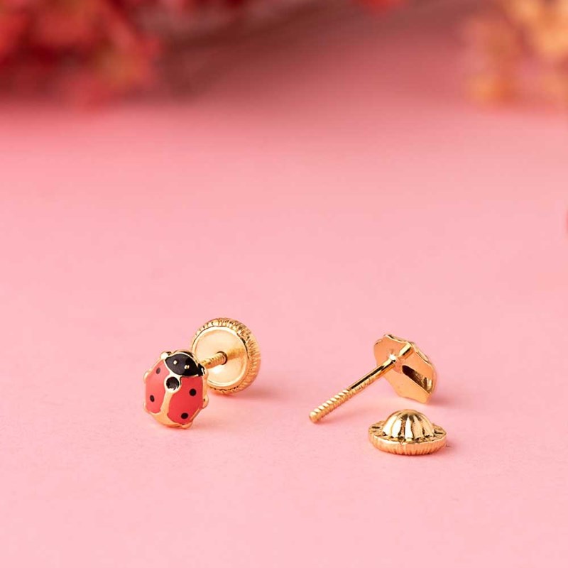 Boucles d'Oreilles Or 18 Carats 750/000 Jaune - Coccinelles - vue 3