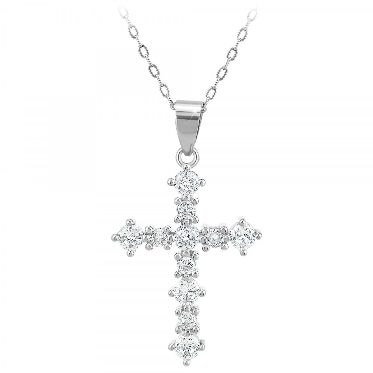 Collier croix SC Crystal orné de  Zirconium