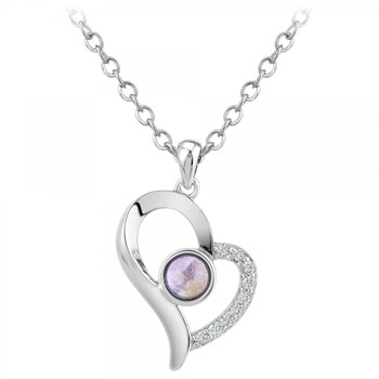 SC Crystal heart necklace adorned with zirconium and an amethyst stone