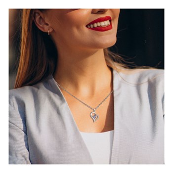 SC Crystal heart necklace adorned with zirconium and an amethyst stone