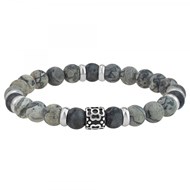 Bracelet homme SC Crystal orné de jaspe gris et agate noire