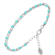 Bracelet En Argent Rhodié Double Chaine Pierres Naturelles Amazonite