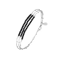 Bracelet Argent Rhodier Triples Chaînes Pierres Spinelle Noir