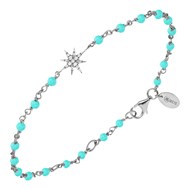 Bracelet Argent Rhodié étoile Zirconium Blanc Et Pierres Amazonite