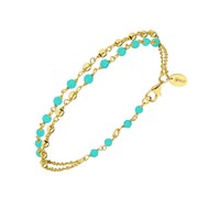 Bracelet Argent Doré Doubles Chaînes Pierres Amazonite