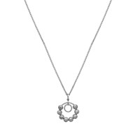 Collier Argent Rhodié Doubles Chaînes Cercle Avec Boules Effet Diamanté